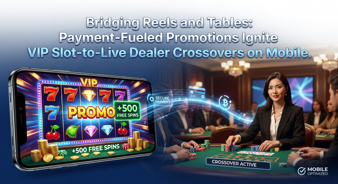 Smartphone-Bildschirm zeigt Slot-Reel neben Live-Dealer-Tisch mit VIP-Bonus-Hinweis
